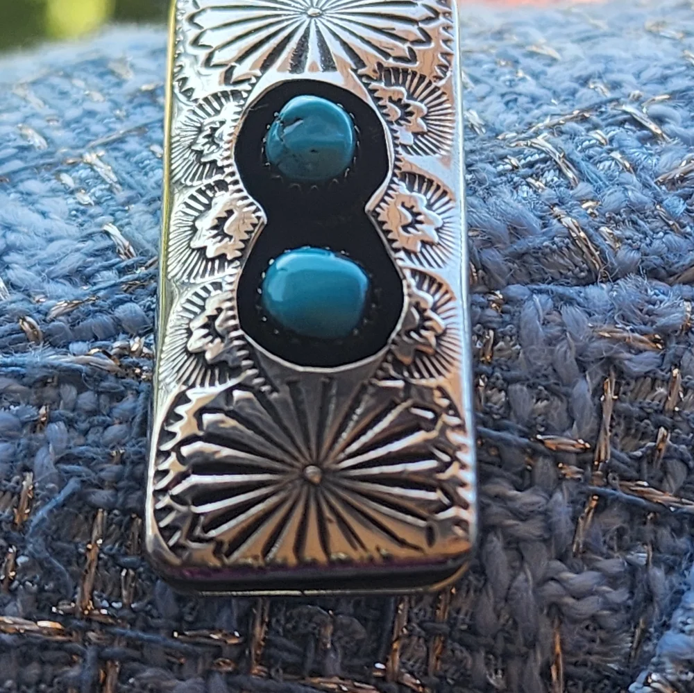 Silver and Turquoise Money Clip NATIVE MADE 💲💲 - Picture 6 of 8